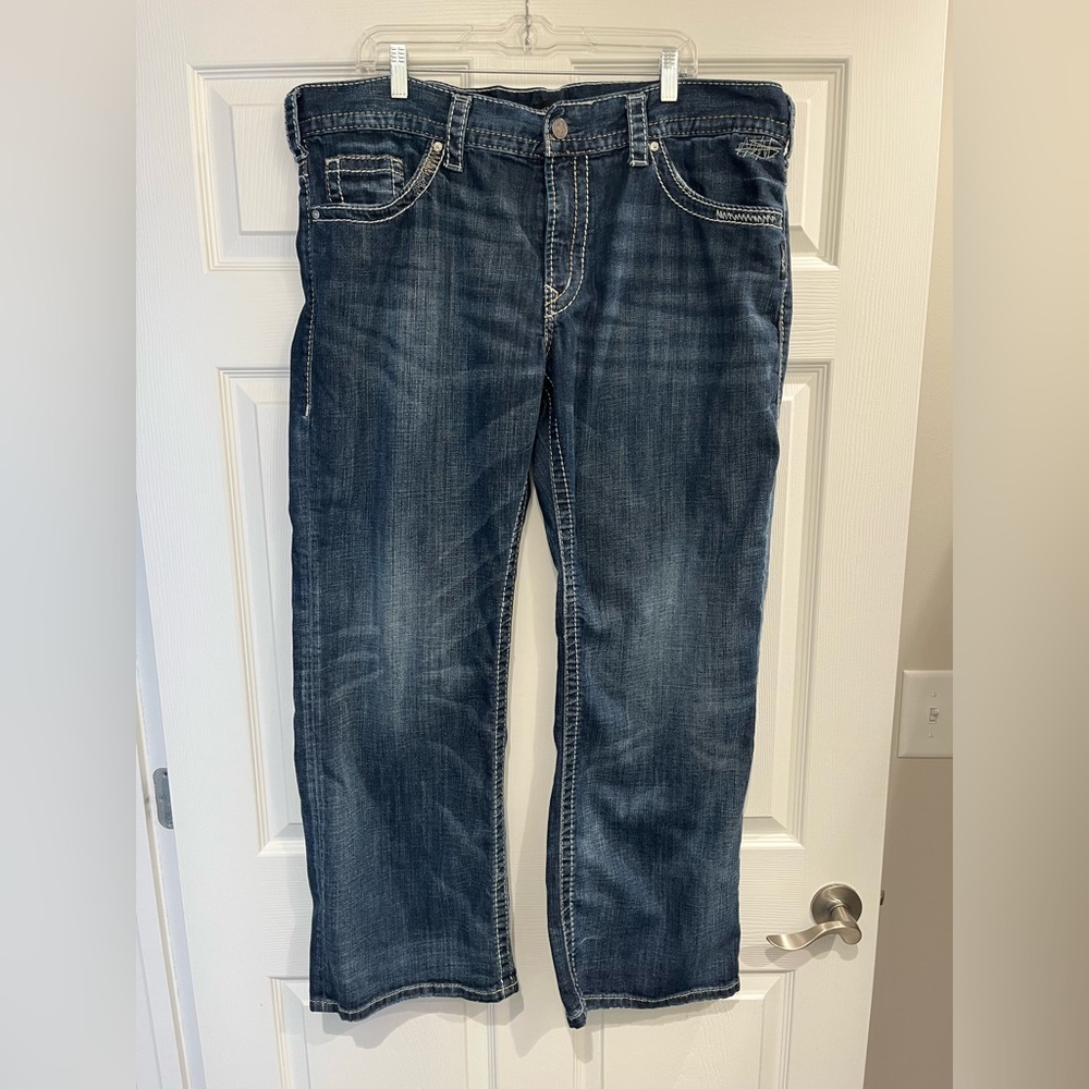 Silver Jeans Zac Dark Wash Men’s 40/32 Relaxed Fit Straight Leg